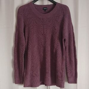 Torrid Purple Pointelle Pullover Cozy Knit Sweater Open Knit Pattern Long Sleeve